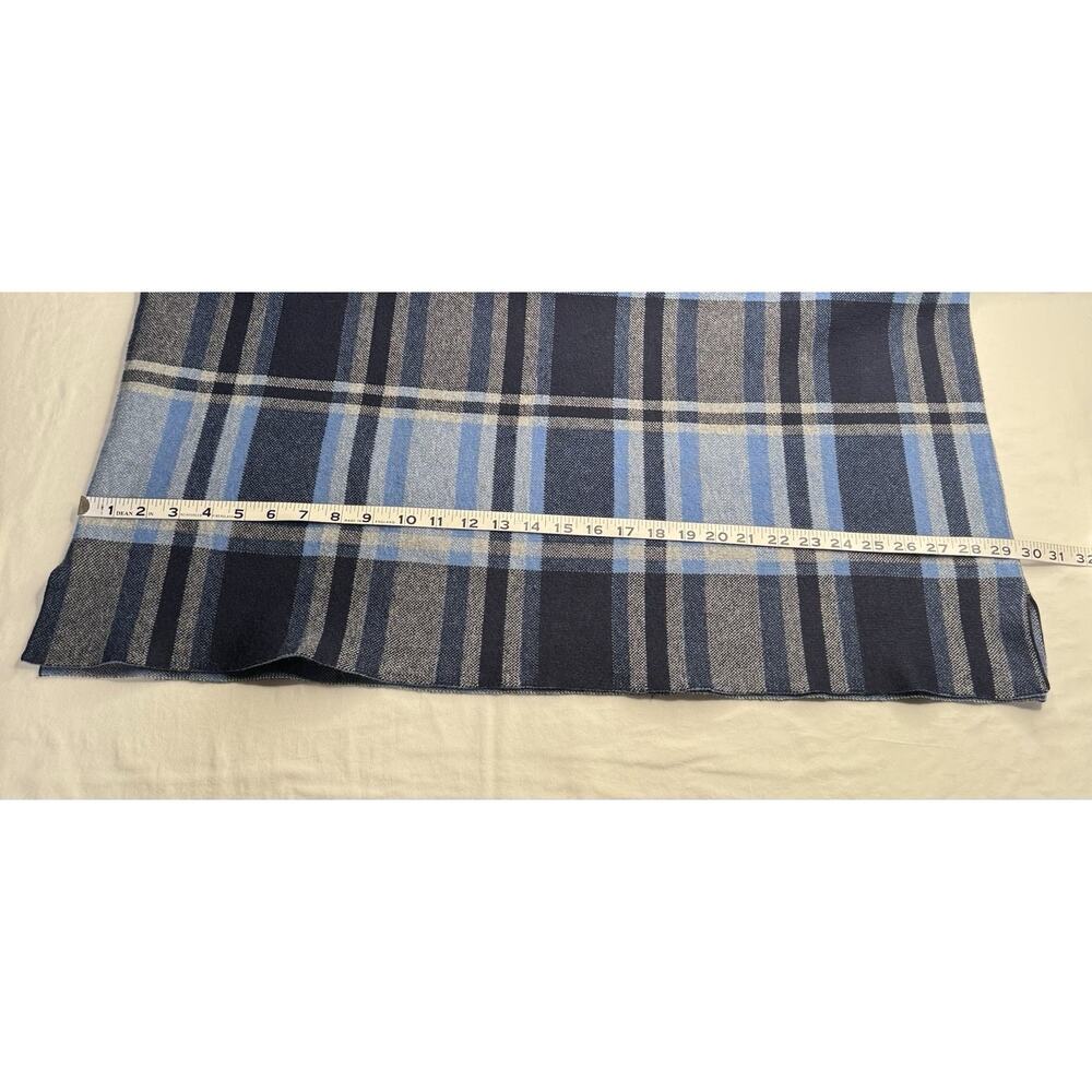 Joan Rivers M/L Plaid Mock Neck Sweater Poncho in Blue Gray Plaid Preowned - Picture 9 of 11